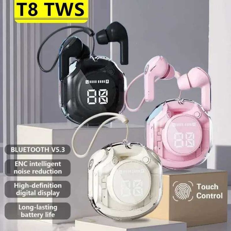 Crystal Clear T8 Earbuds 2 days Free Cash On Delivery (UAE)