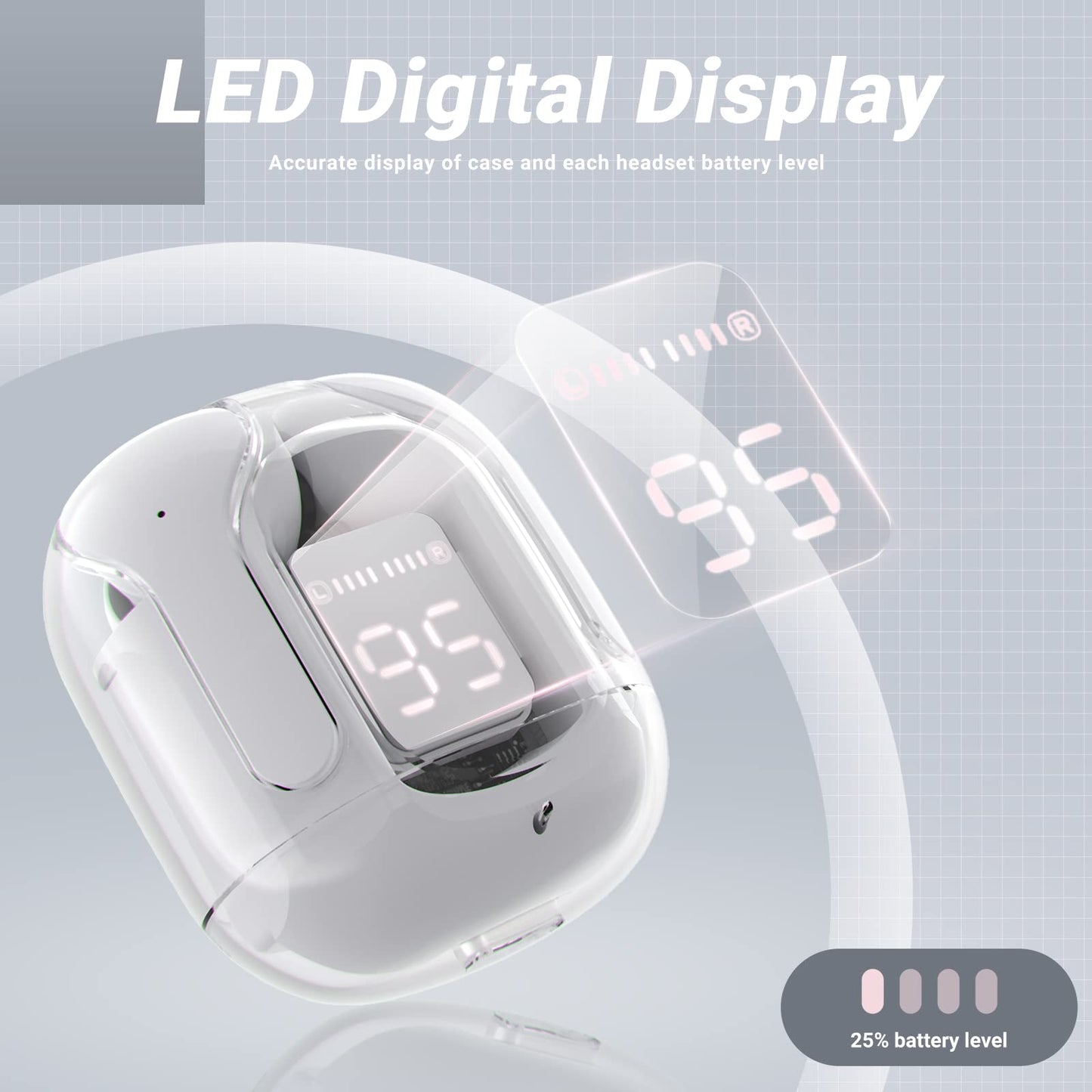 T6 Crystal Wireless Earbuds UAE – Waterproof Bluetooth 5.3 Earphones with LED Display & Fast Charging