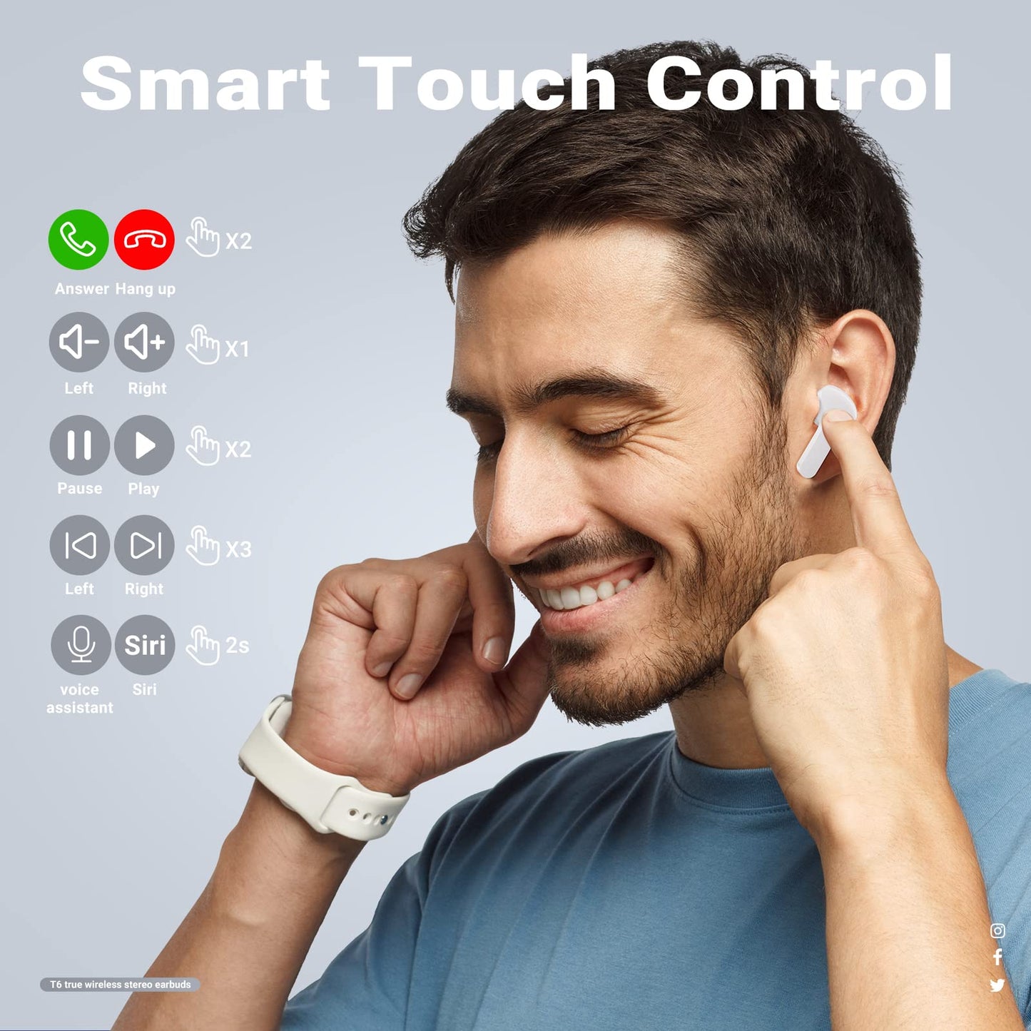 Rechargeable wireless earbuds for Android and iOS users in UAE"