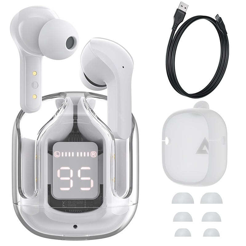 T6 Crystal Wireless Earbuds UAE – Waterproof Bluetooth 5.3 Earphones with LED Display & Fast Charging