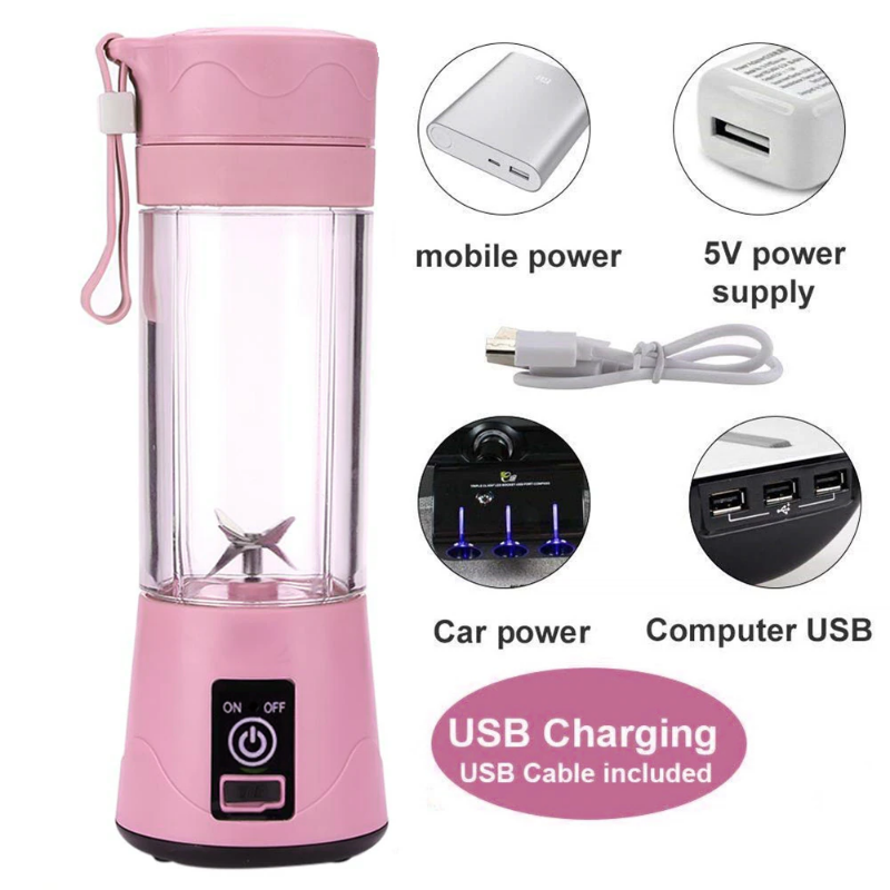 Portable USB Juicer Blender – 6 Blades, Rechargeable Smoothie Maker for Travel & Gym 🍓🥤